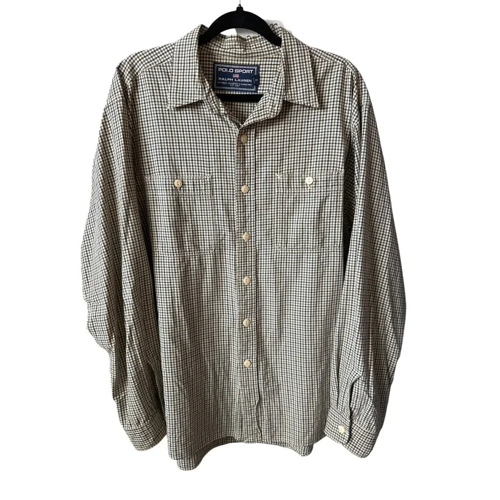 Polo Sport Ralph Lauren Checkered Button-Down Shirt Blue/Brown Checkered Large